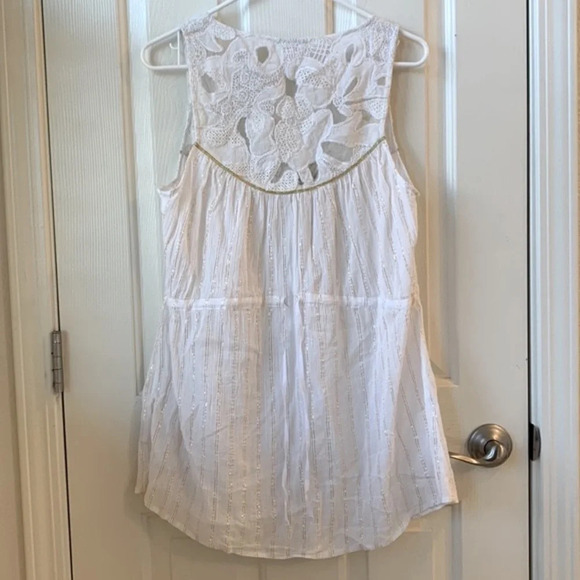 Free People Golden Metallic Goddess front button Tunic Top Ivory gold Medium - Picture 7 of 9